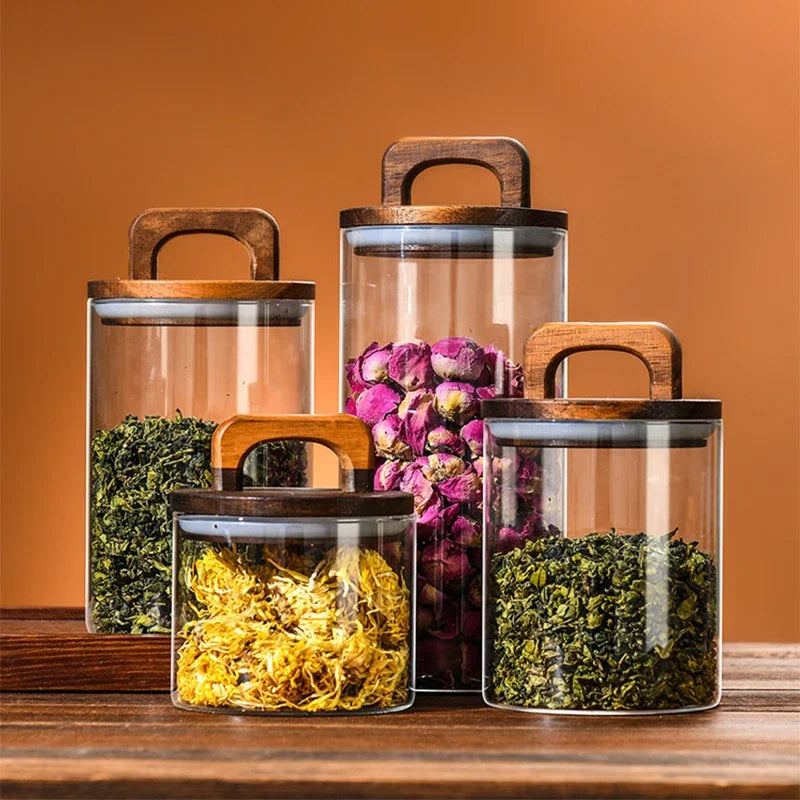 Glass Jar with Wooden Lid