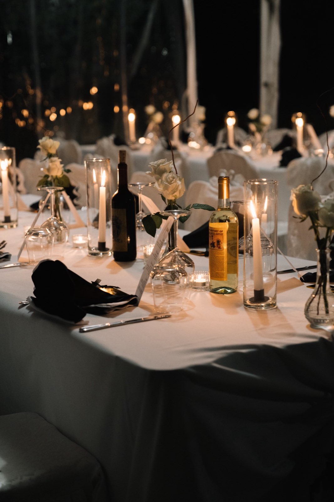 Spanns, reception table, candles